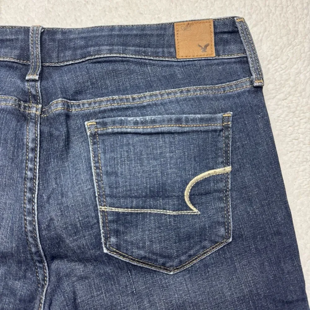 American Eagle Women's Skinny Stretch Short Jeans Dark Wash Blue Size 8